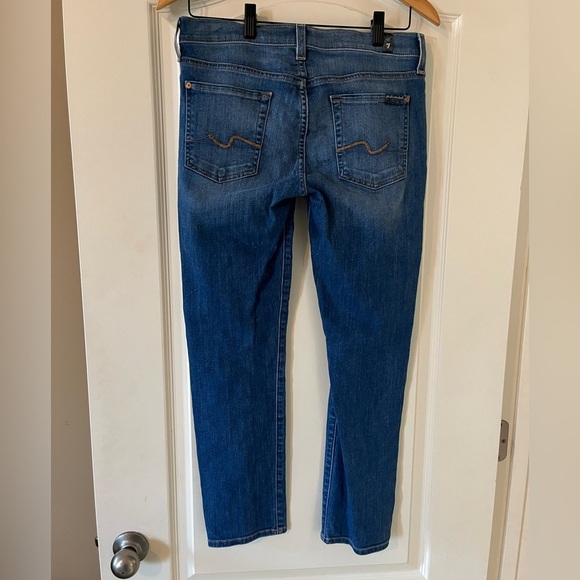 7 For All Mankind Medium Wash Distressed Josefina Style Skinny Women’s size 25 - Picture 5 of 16
